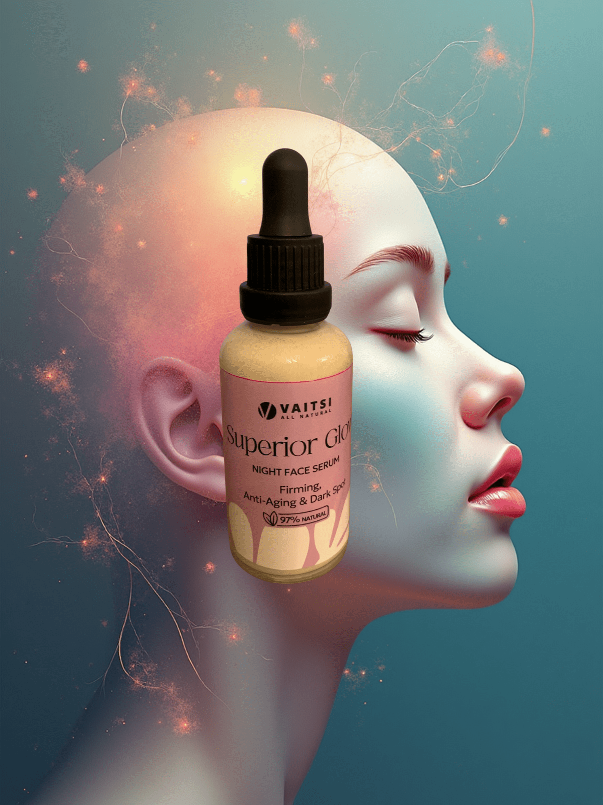 SUPERIOR GLOW Ορός Προσώπου Νυκτός – Φωτεινότητα, Σύσφιξη, Αντιγήρανση & Πανάδες 50ml - VAITSI Cosmetics - SKU62 - 5213010850625