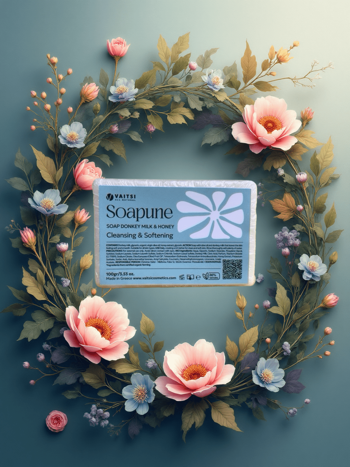 SOAPUNE Σαπούνι Γάλα Γαϊδάρας & Μέλι bio – Καταπραϋντικό & Ενυδατικό 100gr - VAITSI Cosmetics - SKU69 - 5213010850694